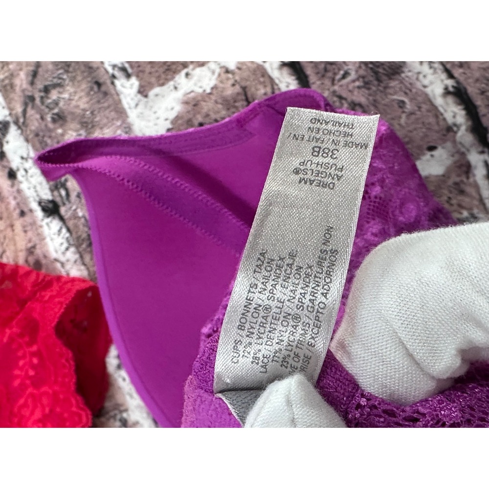 Victoria's Secret Dream Angels Bundle 38B Push Up Plunge Lace Purple Pink Black - Picture 6 of 16